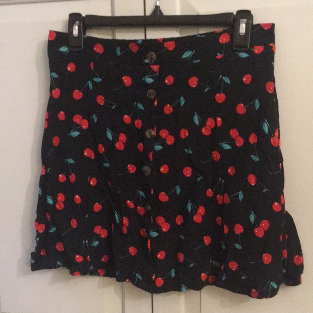 Ultra Flirt Mini Skirt Cherry Print Black